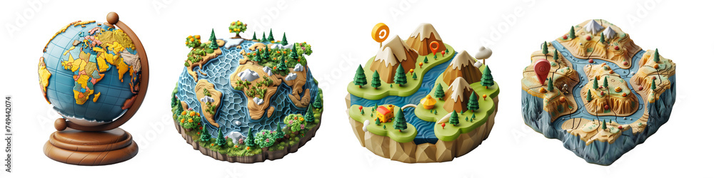 3D Icon Geography isolated on transparent background. 3D Icon Geography isolated on transparent background.