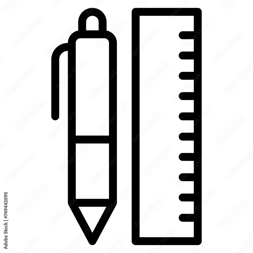 pencil and ruller icon pencil and ruller icon