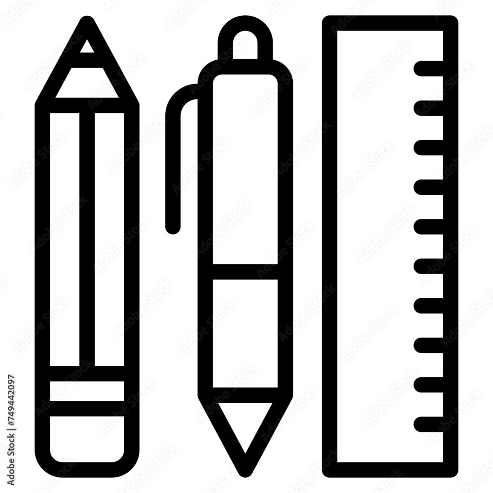 pencil and ruller icon pencil and ruller icon
