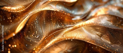 A detailed close up view of a glistening gold cloth, showcasing its luxurious texture and shine.