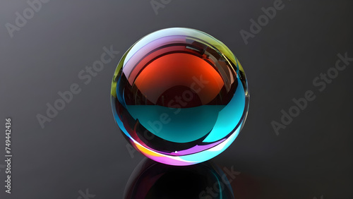 glass sphere. glassy ball on black background.