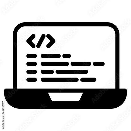 Programming and coding icon. Laptop with code symbol vector