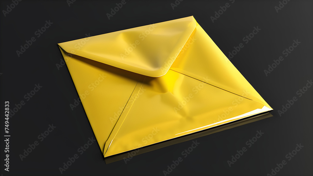 yellow open envelope isolated on a black background. illustration of an envelope with a letter yellow open envelope isolated on a black background. illustration of an envelope with a letter