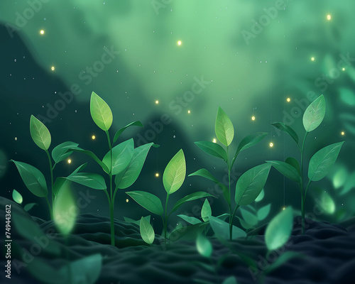 Plant growth under the evening sun, Green Economy, background, banner, business, money