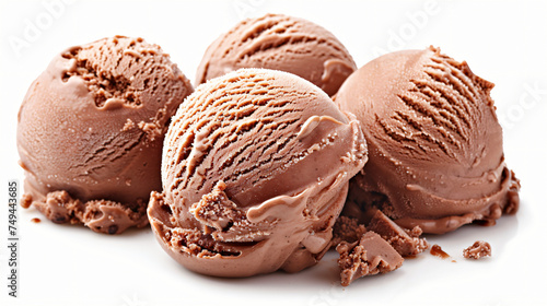 Scoop of chocolate ice cream isolated on white