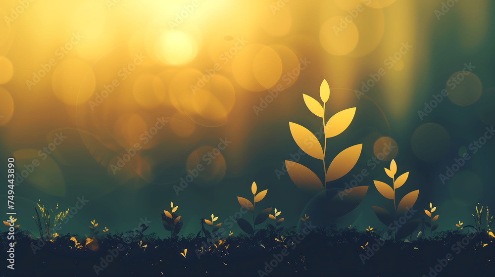 Plant growth under the evening sun, Green Economy, background, banner, business, money