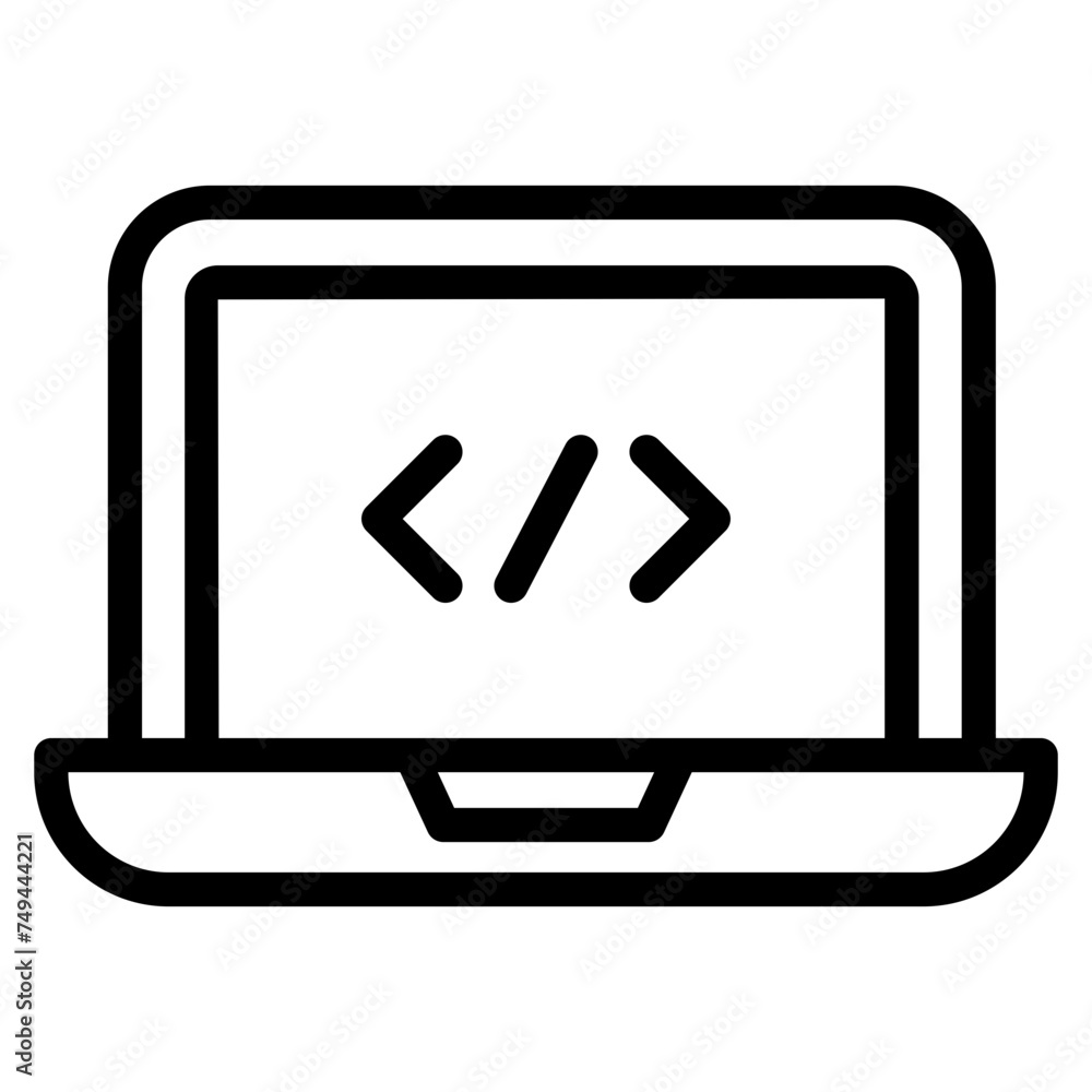 Programming and coding icon. Laptop with code symbol vector Programming and coding icon. Laptop with code symbol vector