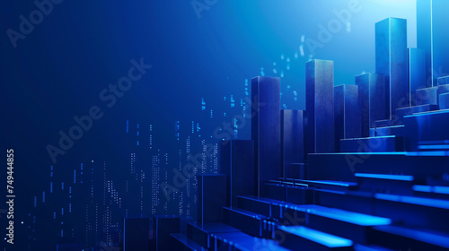 Blue chart backgound, abstract stock market,financial growth concept, data graph, investing	