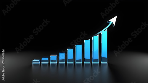 business graph on black background