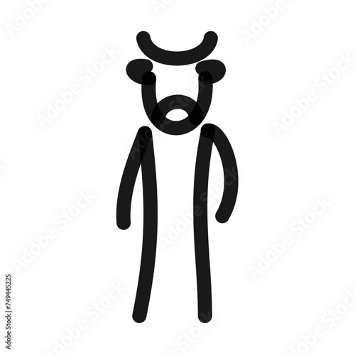 Minotaur, creature with head of a bull and body of a man, simple line art drawing 