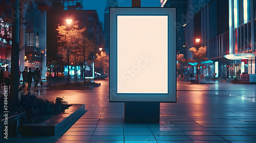 Display, blank clean screen or signboard mockup for offers or advertisement in public area