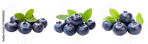 Blueberries isolated on transparent background.