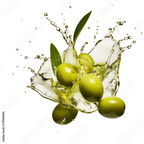 splashes - delight green olive oil. Delicious olives in splash .