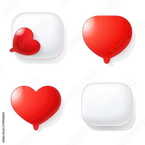 Wallpaper Mural collection speech bubbles red, white colour, chat  love heart set Torontodigital.ca