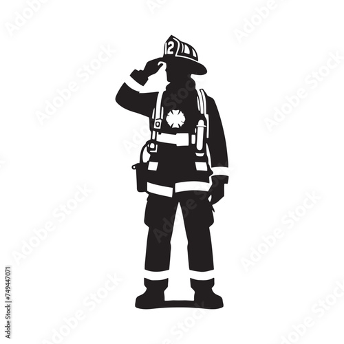 Steadfast Firefighter Silhouette Embodying Determination - Firefighter Illustration - Firefighter Vector 