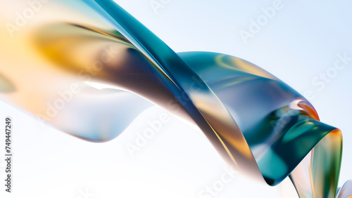 Fototapeta Naklejka Na Ścianę i Meble -  Abstract 3D background bright glass colorful gradient fluid wave render texture