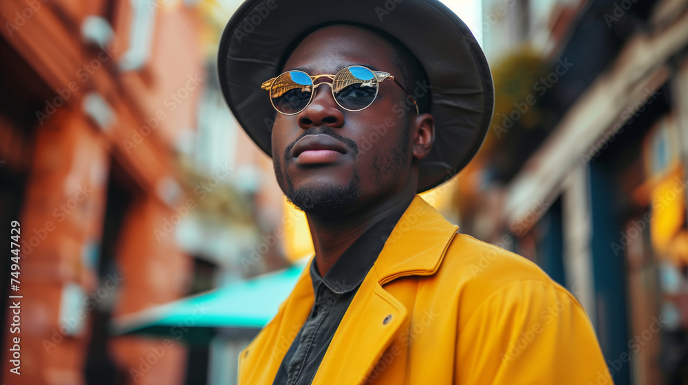 stylish african american man outdoors, street fashion stylish african american man outdoors, street fashion