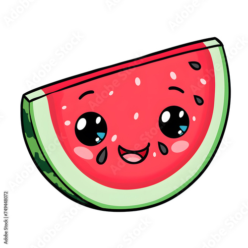 cartoon watermelon slice on white background.