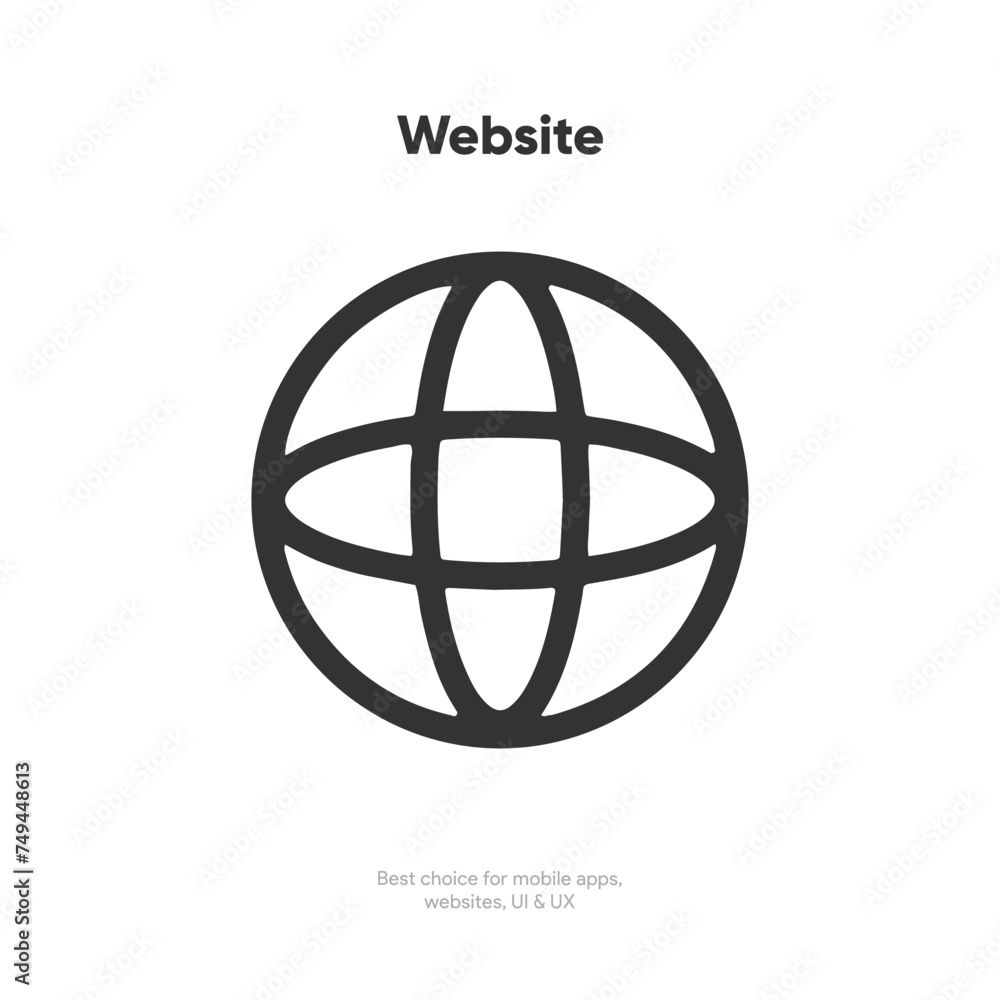 Web icon symbol. Internet icon. Go to web icon. Http address sign. Globe network www website icon with isolated white background for UI UX mobile app Web icon symbol. Internet icon. Go to web icon. Http address sign. Globe network www website icon with isolated white background for UI UX mobile app