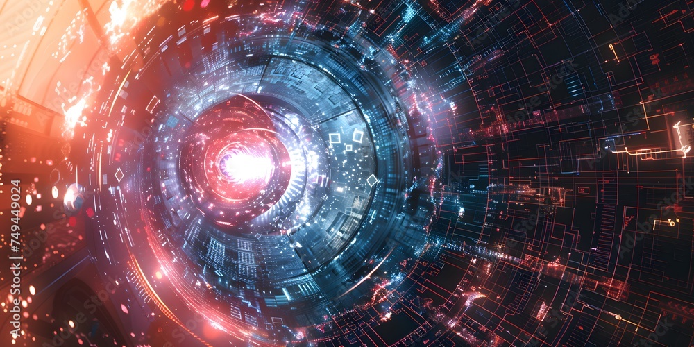 Embark on a journey through a mesmerizing science background with an abstract sci-fi illustration, featuring futuristic elements and intricate circuit-like patterns. Embark on a journey through a mesmerizing science background with an abstract sci-fi illustration, featuring futuristic elements and intricate circuit-like patterns.