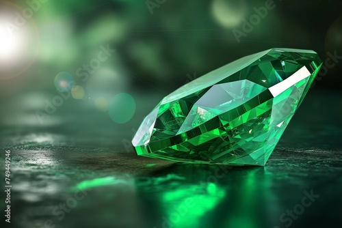 Elegant green gem emerald symbolizing goddess Venus, various works.  generative ai