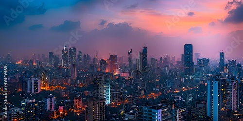 Experience the dynamic urban landscape through a captivating photograph  where the impressive panorama of a modern city skyline unfolds  highlighting architectural brilliance.