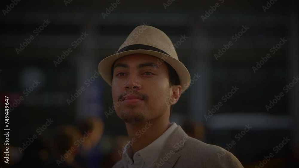 Fashionable Young Handsome Man Wearing a Hat and Casual Clothes in the City Fashionable Young Handsome Man Wearing a Hat and Casual Clothes in the City