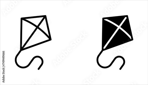 Kite line icon set, outline vector sign, linear style pictogram vector illustration on white background.