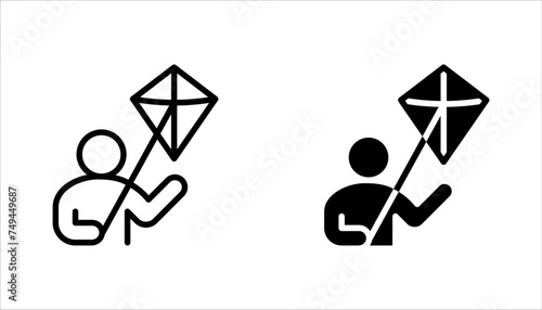 Kite line icon set, outline vector sign, linear style pictogram vector illustration on white background.