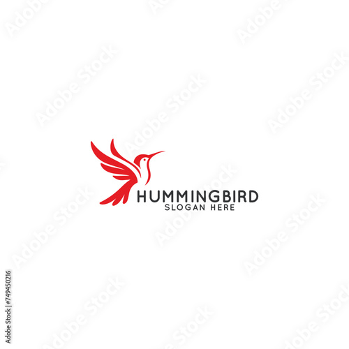 Elegant Red Hummingbird Graphic Design for Brand Logo With Placeholder Slogan