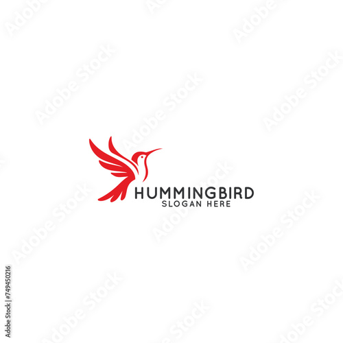 Free Download Elegant Red Hummingbird Graphic Design for Brand Logo With Placeholder Slogan - GFXLoad