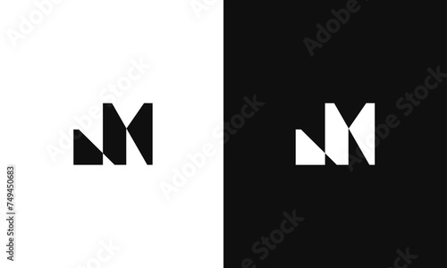 Letter JM, MJ minimal flat Logo design, fully Editable as Vector Format in Black and White Color palette.