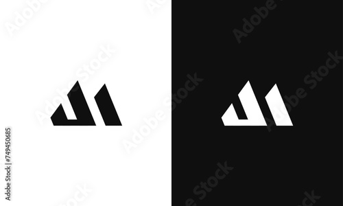Letter JM, MJ minimal flat Logo design, fully Editable as Vector Format in Black and White Color palette.