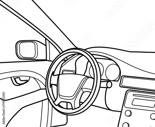 simple modern car interior steering wheel