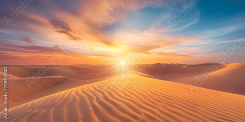Sunset Splendor in the Desert  A Stunning Realistic Landscape Photograph.