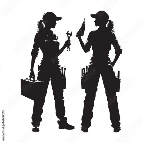 Dynamic Mechanic Silhouette in Action - Mechanic Illustration - Mechanic Vector
