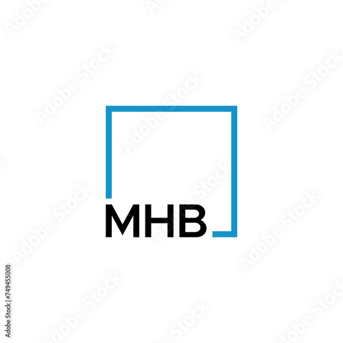 Vector Illustration of the Initial Letter MHB Logo Design with a blue square