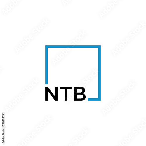 NTB letter logo design vector with blue square