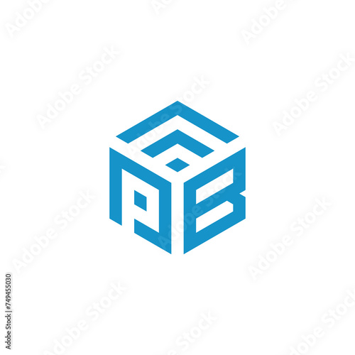 PB initials blue monogram logo design vector