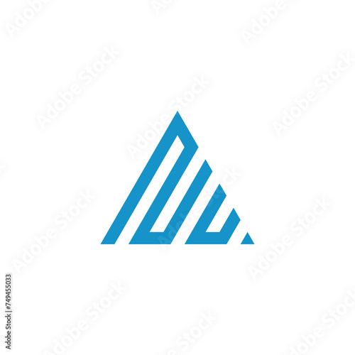 NU letter vector logo, abstract combination of blue triangles