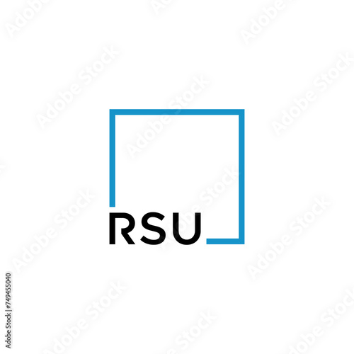 RSU letter logo design vector illustration with blue square © eko