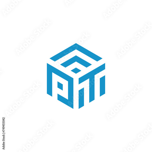 initials Pt vector blue monogram logo design