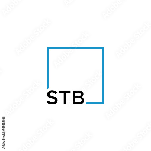 Vector illustration of the STB letter logo design with a blue square