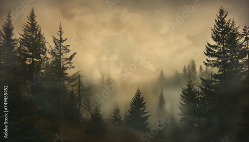 misty morning in the forest