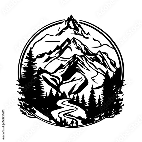 Hiking logo design clipart  black and white