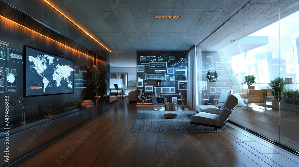  An HUD interface with a 3D Office of the future