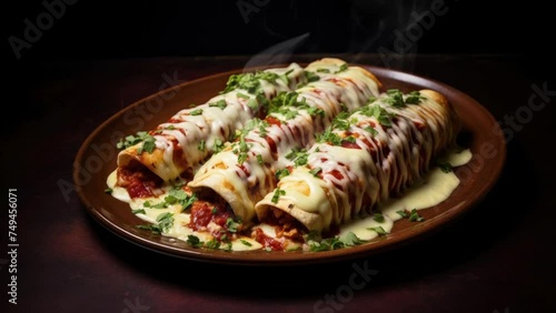 Zooming in on a Plate of Enchiladas  photo