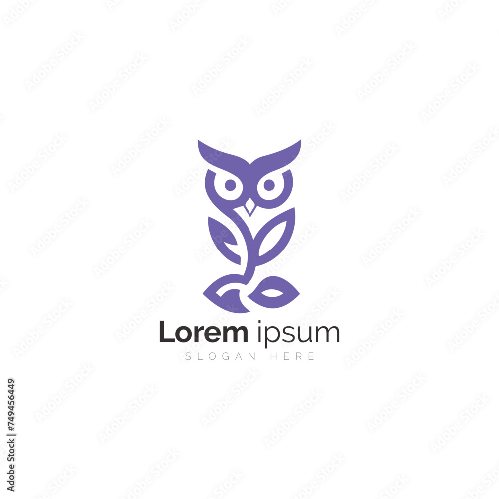 Minimalist Owl Logo Design Featuring Purple Hues and Modern Typography Minimalist Owl Logo Design Featuring Purple Hues and Modern Typography