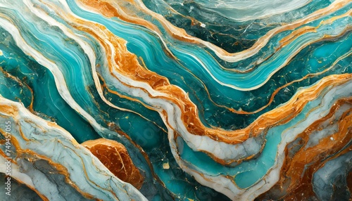 Abstract Ocean with Luxurious Texture, Marble Swirls and Agate Stone Veins