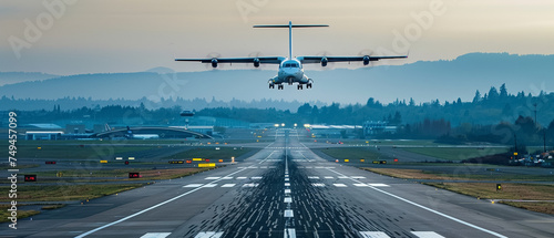 Electric cargo planes take off from a green airport setting new standards in sustainable air transport photo